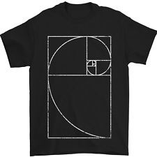 Fibonacci Spiral Golden Geometry Maths Mens T-Shirt 100% Cotton
