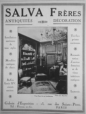 ADVERTISEMENT 1928 SALVA BROTHERS ANTIQUES DECORATION FURNITURE BUFFETS - ADVERTISING