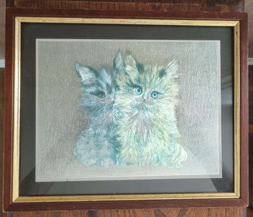 Tableau foil art vintage chats