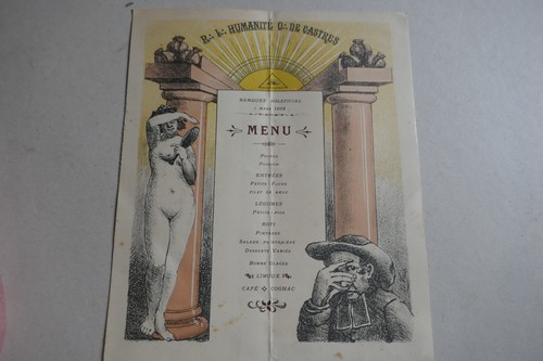 Menu 1908 franc maçonnerie - menu,