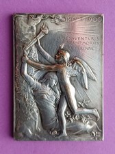 FRANCE 1900 PARIS EXPOSITION UNIVERSELLE OSCAR ROTY SILVERED BRONZE PLAQUETTE