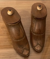 Folk Art Pair Tobacco Box Shoe Pumps 19th Century Wooden Fruit