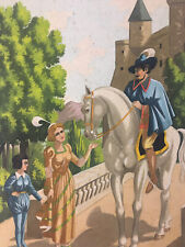 Très Belle Peinture Gouache Art Naïf Brut Chateau Princesse 1957 A Identifier