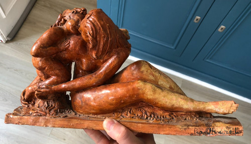 Sculpture terre cuite femme - terre,