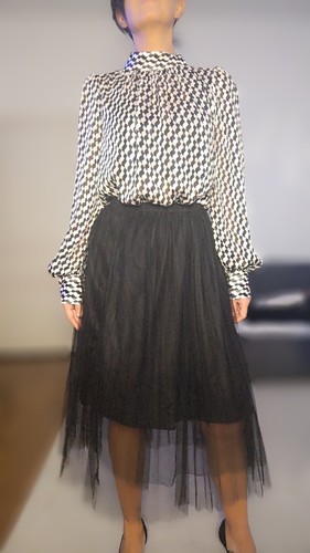 Jupe midi tulle noire plissée