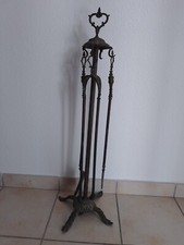 ANTIQUE LOUIS XV STYLE FIREPLACE SERVANT/STAND +PELE + SPADE/BRONZE/h.+-80c