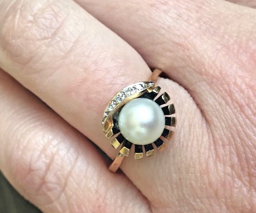 Vintage 14k gold pearl - gold,