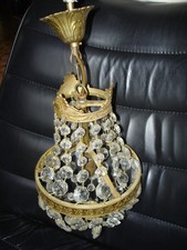 Lustre plafonnier en laiton à pampilles (complet)  style Napoléon III h = 50 cm