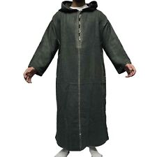 Homme Laine Cachemire Mélange Épais Vert Olive Marocain à Capuche Habit Djellaba
