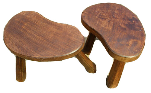 Tabouret brutaliste bois