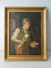 tableau, huile sur cuivre, portrait d'homme, peintre, métier