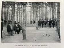 1898 LE JEU DE BOULES AU BOIS DE BOULOGNE ( PÉTANQUE) Par Frantz REICHEL