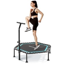 MAXKARE 50" MINI TRAMPOLINE FITNESS HEXAGON EXERCISE REBOUNDER - BLACK