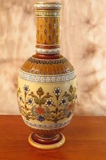 METTLACH FLORAL VASE VILLEROY & BOCH 1884 - SIGNED Stoneware Art Nouveau