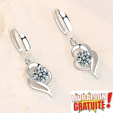 Boucles d’oreilles femme mode Argent & cœur Blanc Bijou chic et romantique