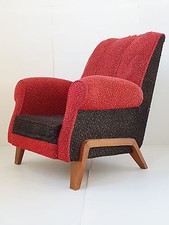 STUNNING 1950S WOOL & OAK CLUB CHAIR VINTAGE 1950s Rockabilly 50's 