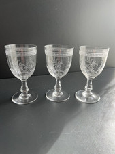 3 red wine glasses crystal Baccarat modeled ferns 