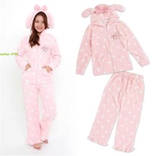 My MELODY Plush Sleepwear Winter Homewear Hooded Suit Coral Velvet Coat Pants 