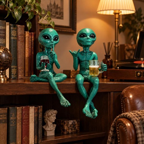 Figurines résine alien assis - résine,