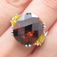 925 Sterling Silver ADI Red & Canary Multi-Cut C Z Ring Size 7.25