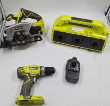 Lot De 4 Ryobi Outils - Perceuse, Scie, Chargeur, Batterie - Pour Pièces