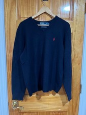 Men’s Polo Ralph Lauren Vintage 100% Lambswool V Neck Pull Over Sweater Large