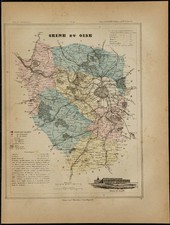1880 - Carte ancienne de Seine-et-Oise - Département français