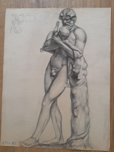 Dessin ancien académie homme - dessin,
