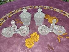 2 Services Condiments 2 Moutardiers (2 Salerons Cristal Moulé Val Saint Lambert)