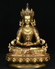 13.2 "Chine bouddhique bronze plaqué or longue vie Bouddha sculpture