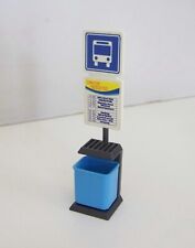 Playmobil (2725) ROAD - light blue trash can with timetable sign stop Bu 5106