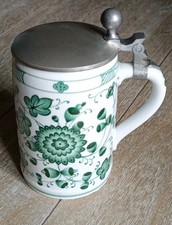 Ceramic and pewter beer mug chrysanthemum decor / Seltmann Weider