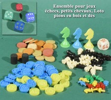 Parts for games, chess, small horses, lottery, wooden tokens and dice