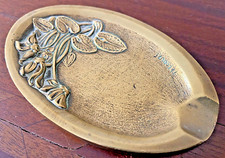 Art Nouveau Maurice Frecourt Yellow Bronze Calligraphy Dish - 1920s