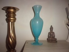 Vase opaline bleu vintage