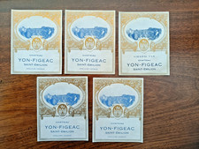 Lot of 5 Antique Labels Château Yon Figeac Bordeaux Saint-Emilion Wine