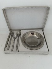 Coffret Pour Enfant Assiette Et Couverts Metal Argente Roger Orfèvre