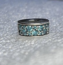 Authentic Pandora ? Teal Pavé Clip Charm? S925 ALE ? 791817MCZ
