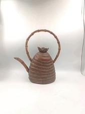 Antique Carved Bamboo Root Teapot Japan 1900s Ancient Asian Art