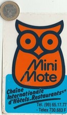 Autocollant. Hôtels Restaurants. MINI MOTE. Vintage - Oldies