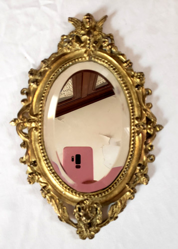Ancien miroir mural bronze - ancien,