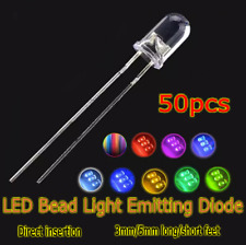 50pcs 3mm/5mm No edge Bright LED Light Emitting Diode Component for PCB Circuit