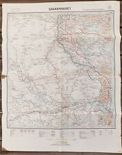 1951 SAVANNAKHET LAOS ROAD MAP OF INDOCHINA COLORS 65 x 82 cm
