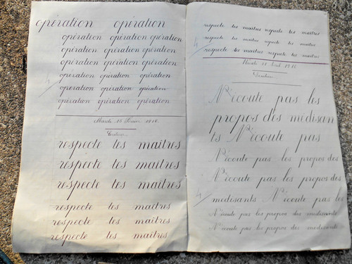 Ancien cahier écriture - cahier, d'écriture