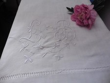 ANCIEN DRAP PUR LIN CREME