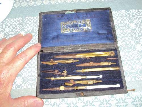 Ancienne boite compas objet - boite, de