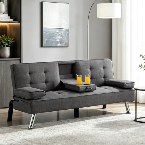 Polyester futon sofa bed - 66",