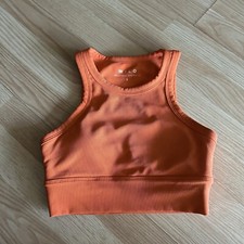 Wilo The Label Orange Ribbed Longline Active Sports Bra Tank Small