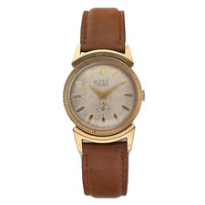Vintage Rutex 17 Jewels Gold Filled 31mm Leather Manual Wind Wrist Watch
