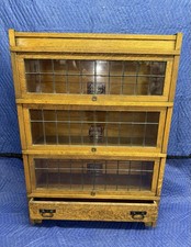 Globe-Wernicke Mission Oak 4-Stack Barrister Bookcase w/ Leaded Glass & Drawer